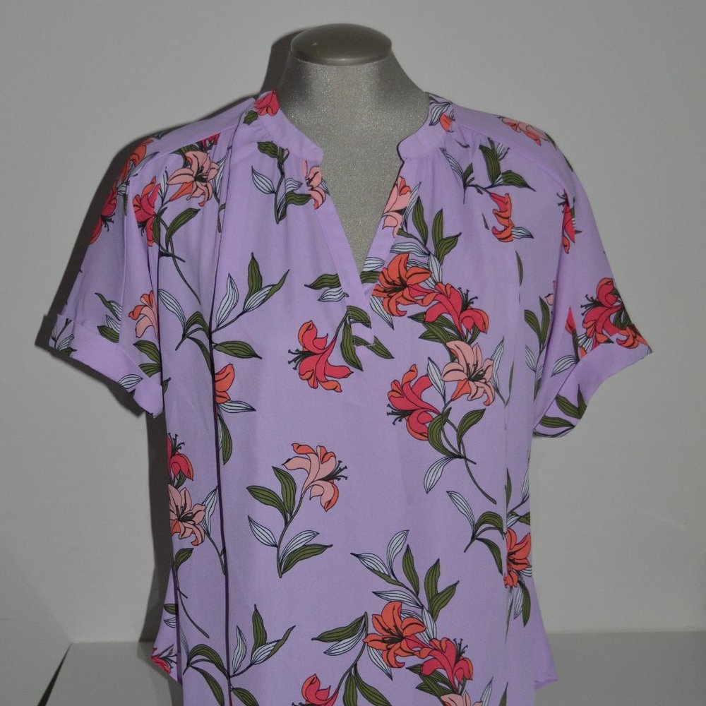 Worthington JC Penney Petite Purple Floral Blouse - Picture 1 of 8